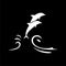 Dolphin fish animal silhouette icon, Silhouette dolphin on dark background