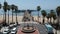 Dolphin fountain and Stearns Wharf Santa Barbara California