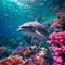 Dolphin gracefully gliding through the underwater world. Generative AI