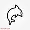 Dolphin icon, aquatic mammal vector icon for animal apps and websites