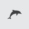 Dolphin icon in a flat design in black color. Vector illustration eps10