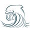 Dolphin illustration jumping in water wave. vector