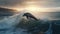 Dolphin jumping in sea water realistic photo realistic. Al generated