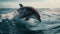 Dolphin jumping in sea water realistic photo realistic. Al generated