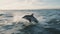 Dolphin jumping in sea water realistic photo realistic. Al generated