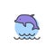 Dolphin jumping in the water filled outline icon