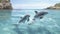 dolphin jumps out of the water, underwater world, clear water, AI generation