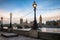 Dolphin lamp posts on the Queens Walk promenade on the southern