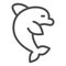 Dolphin line icon, Aquapark concept, small gregarious whale sign on white background, dolphin symbol icon in outline