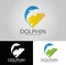 Dolphin logo. three versions. Easy to change size, color and text.