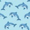 Dolphin pattern. Vector seamless texture.