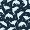 Dolphin silhouettes seamless pattern. Sealife vector background