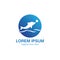 Dolphin smart fish jump logo in the sea template design.