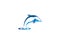 Dolphin smart fish jump in the sea for logo design