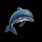 Dolphin Sticker on Black Background. AI
