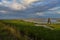 Dolphin structure next to the salt marshes in Fedderwardersiel at the German North Sea coast