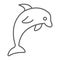 Dolphin thin line icon, animal and underwater