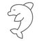 Dolphin thin line icon, Aquapark concept, small gregarious whale sign on white background, dolphin symbol icon in