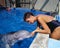 Dolphin training at Six Flags Magic Mountain, Valencia, California