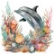 Dolphin Under the Sea Graceful Depths: Watercolor An Enchanting Dive into Underwater Serenity