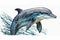 Dolphin watercolor, Beautiful Animal in Wildlife. Isolate on white background