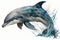 Dolphin watercolor, Beautiful Animal in Wildlife. Isolate on white background