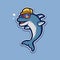 Dolphin wearing glasses and hat