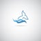 Dolphin, whale fin and water splash icon, logo.