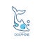 Dolphine logo design, abstract emblem with diving dolphin vector Illustration on a white background