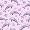 Dolphins and air spirals watercolor seamless pattern