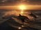 Dolphins\\\' Dawn: Playful Acrobatics in the Morning Light