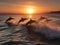 Dolphins\\\' Dawn: Playful Acrobatics in the Morning Light