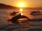 Dolphins\\\' Dawn: Playful Acrobatics in the Morning Light