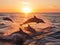 Dolphins\\\' Dawn: Playful Acrobatics in the Morning Light