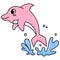 Dolphins jump from the water doodle kawaii. doodle icon image