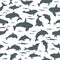 Dolphins seamless pattern. Marine mammals collection. Cartoon flat style design