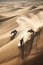 dolphins splashing across the sand dunes, ai generative