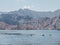 Dolphins swimming in the sea waves. Oman Fjords