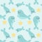 Dolphins, whales, narwhals seamless pattern, texture, background, wallpapers, endless ornament, repeating print. Marine animals
