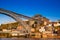 Dom Luis I Bridge a metal arch bridge over the Douro River between the cities of Porto and Vila Nova de Gaia in Portugal