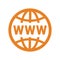 Domain, globe, web, WWW icon. Orange vector design