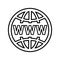 Domain, globe, web, WWW outline icon. Line art design