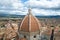 Dome of the ancient cathedral of Santa Maria del Fiore over Florence on a cloudy September day. Italy