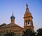 Dome and bell tower of Russian Orthodox Church in the city of Ca