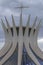 Dome of Brasilia Cathedral, cross and sky with clouds