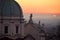 The dome of Brescia Cathedral in backlight at sunset - Brescia -