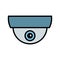 Dome camera icon. CCTV, security ceiling video camera, surveillance. Vector illustration.