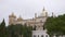 Dome Cathedral Saint Louis Acropolium on hill among ruins ancient in Carthage Tunisia. Workers repair dome Cathedral