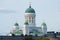 The dome of the cathedral of St. Nicholas closeup. Helsinki, Finland