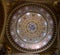 Dome of Catholic Cathedral inside with painting mural and frescoes, Budapest.